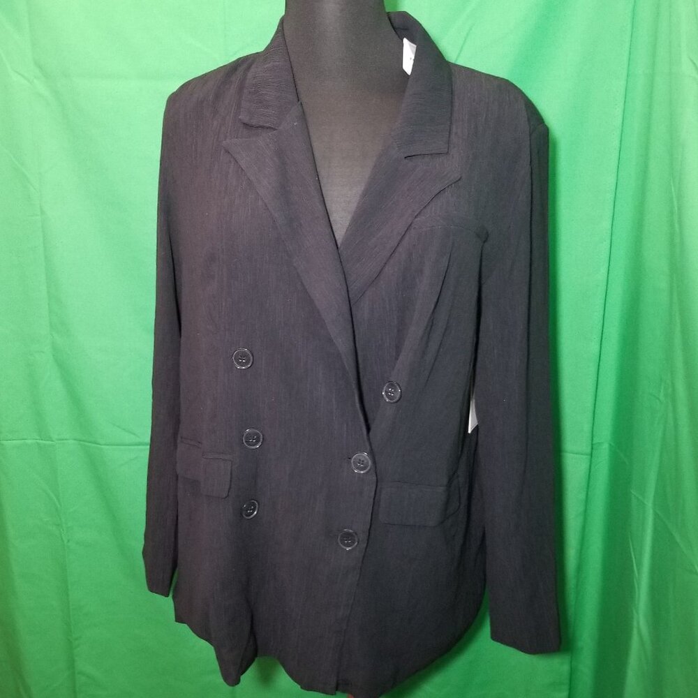 Forever 21 Womens 1X Black Crepe Blazer Jacket Premium Label Retro Office NWT